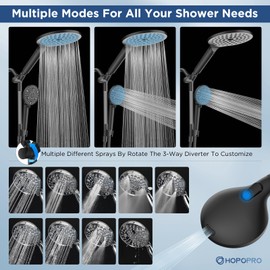 Dual Filtered Handheld Shower Heads Combo, HOPOPRO Upgraded Rainfall Handheld Showerhead and 10 Modes High Pressure Handheld Showerhead -Water Softener Filters Beads For Hard Water Removes Chlorine