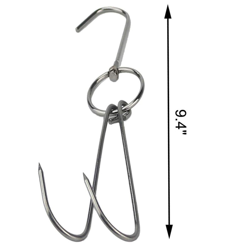 TIHOOD 6PCS 9.4" Stainless Steel Double Meat Hooks Roast Duck