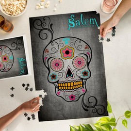 Lantern Press 1000 Piece Jigsaw Puzzle, Salem, Massachusetts, Sugar Skull