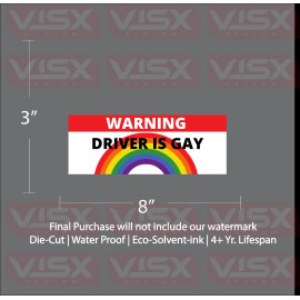 VISX Warning Rainbow driver is gay Sticker Bumper Funny JDM Slammed lbtqg queer fag