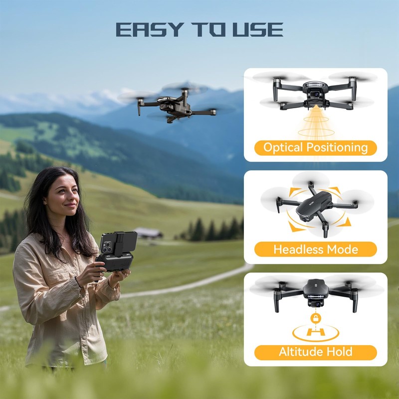 LANSAND Brushless Motor Drone with Camera for Adults 4K UHD