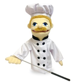 okegztoa 16" Puppets Entriloquist Puppet,Hand Puppets for Kids Plush Chef Puppets for Adults with Removable Mouth Puppet for Kids Ages 4-8，Hand Puppet for Adults with Scalable Puppet Control Rod