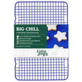 Great Jones Big Chill Wire Cooling Rack (Blueberry) – 16.9" × 11.4" Heavy-Weight Aluminized Steel,Nonstick Baking Rack – Oven Safe 450 °F, Bacon & Cookie Cooling Rack – Fits Half Sheet Pans