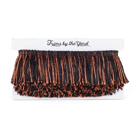 Trims by the Yard 10 Yards of 2" Glitter Chainette Fringe Trim, Orange/Black