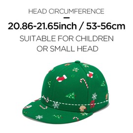 RIOREX Baseball Cap Black and Gold Optional snapeback Adjustable (XS(6-12y), Green-Christmas)