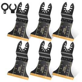 6 Pack Titanium Multi Tool Blades Broad Reach Oscillating Saw Blades Multitool Accessories Kit for Wood Metal Screws Plastic Compatible with Fein Multimaster Makita DeWalt Bosch