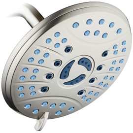 Hotel Spa AquaCare As-Seen-On-TV High Pressure 6-setting 7 inch Rainfall Shower Head with Special Hygienic Anti-clog Nozzles for Cleaner, More Powerful Shower/Satin Nickel Finish