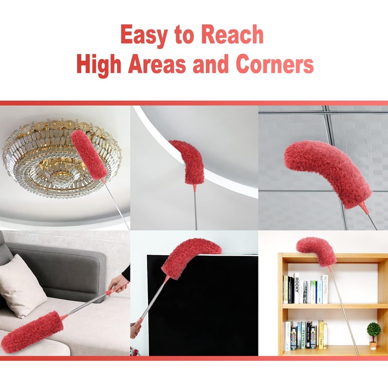 OFFCUP Extendable Feather Duster, Microfiber Duster with Extra Long 100