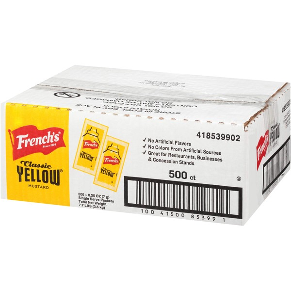 French's Classic Yellow Mustard Single Serve Packets, 500 count, 0.24