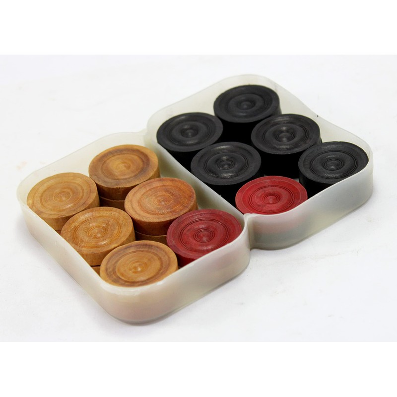 StonKraft Carrom Wooden Coins with Plastic Box (Without Beater) -
