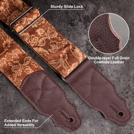 YIKOKO Guitar Strap 2", Special Softwood Chip Pressing Process, for Acoustic and Bass Electric Guitars, Free Button, 2 Strap Locks and 4 Guitar Picks