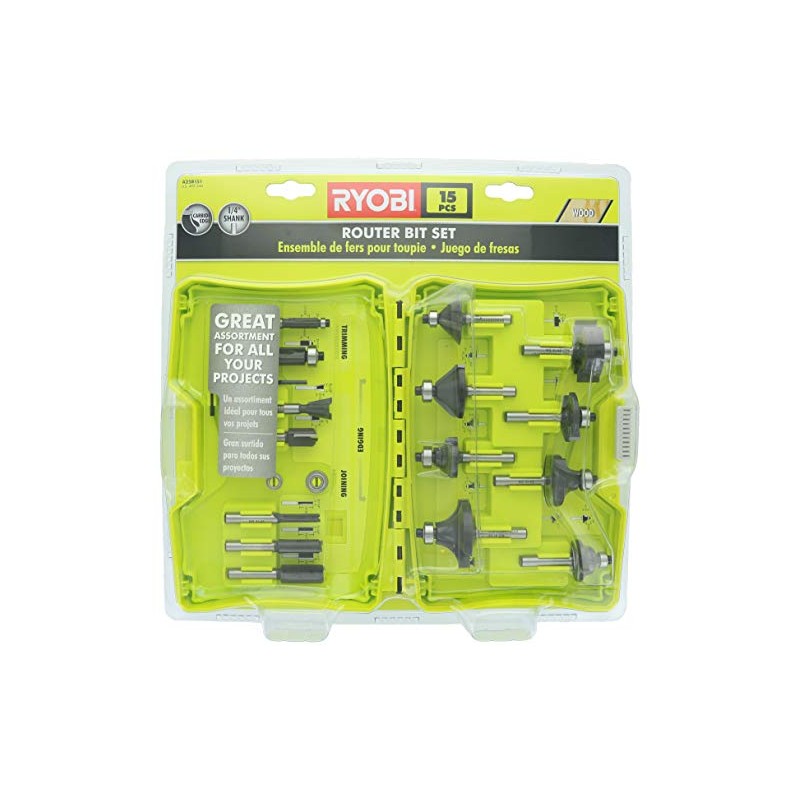 Ryobi A25R151 15 Piece 1/4 Inch Shank Carbide Edge Router