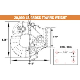 Buyers Products PH10 10 Ton Pintle Hook, MGTW 20,000 Lbs Pintle Hitch, 4,000 Lbs MVL, Mounting Kit Sold Separately