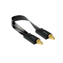 Ultra Thin SMA Window Feed-Through - SMA Female to SMA Female - HF Coaxial Flat Cable 1.13 - for 5G, LTE / 4G Antennas (Cable) - Black, Approx. 20 cm