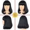 PUREHAIR Men's Short Black Bob Wig with Full Bangs Unisex