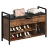 EasyCom Wooden Shoe Cabinet with Cushion- Shoe Bench with armrests