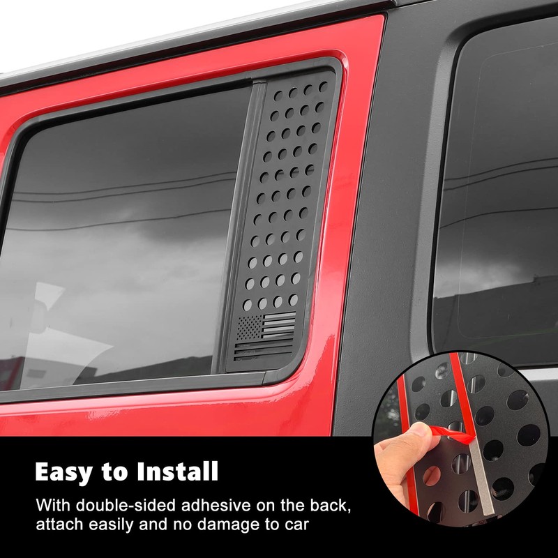 Aluminum Alloy Car Rear Door Window Decals Glass Cover Trim