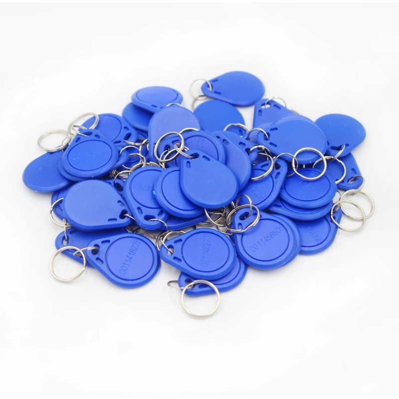RFID Key Fobs, 125KHz TK4100/EM4100 Proximity Tags, 100-Pack, Blue