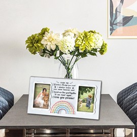 EXQUIDECA Dog Memorial Double Picture Frames 4x6 Inches - Pets Passing Away Sympathy Gift - Bereavement Remembrance Photo Frame with Rainbow Bridge and Quotes