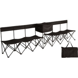 Trademark Innovations Sideline Bench, 6 Seater, Black