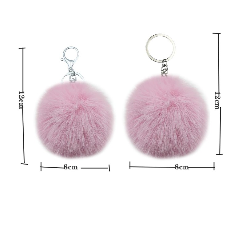 MMQXWZG 2 Pieces Pom Pom Keychain Artificial Rabbit Fur Puff