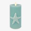 Luminara Embossed Starfish Flameless LED Candle Moving Flame Pillar Unscented