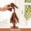Wood Natural Tree Trivet Set, Christmas Tree Shape Trivets for