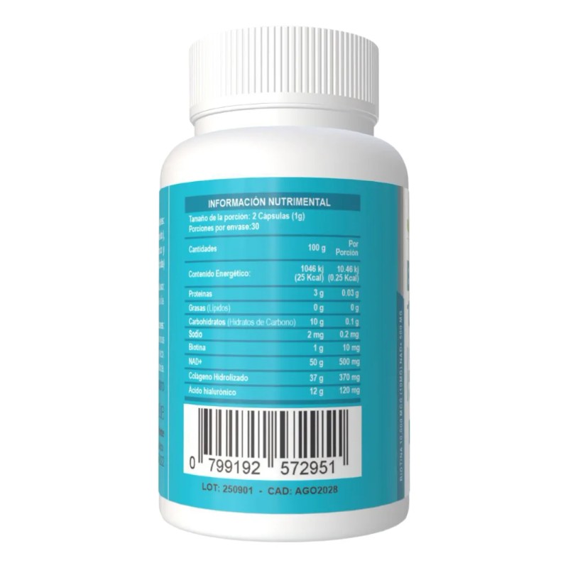 Biotina 10,000 Mcg Nad Antioxidante 60 Caps Livenature Sin Sabor