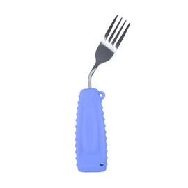 EZ Assistive - Cuchara adaptativa y tenedor fácil de sostener para comer independiente (tenedor morado, curva 45° mano izquierda)