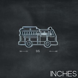 Moose Goods Firefighter Fire truck Cookie Cutters 3.5" inches for Baking - Cookie Cutters with Stamp - Fire Truck Cookie Cutter - Silver