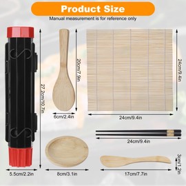 Kssvzz 6PCS Sushi Making Kit, Multifunctional Sushi Maker with Sushi Rolling Mat, Sushi Bazooka, Chopsticks, Paddle, Spreader, Sauce Dish, Make Your Own Sushi at Home, Portable Sushi Kit for Picnic