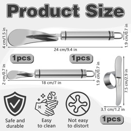 3pcs Stainless Steel Orange Peeler, Long Handle Fruit Peeler for Cocktails, Citrus Peeler Tool for Kitchen (3)