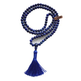 Awaken Your Kundalini Crystals Mala Beads Necklace Reiki Healing Stones Blessed & Energized Handmade 108 Buddhist Prayer Beads - Comes w/Velvet Pouch (Lapis Lazuli, 6 mm)