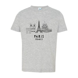 Downtown Paris, France, Toddler T-Shirt, Graphic Toddler Tee, Shirts With Sayings, Heather Gray (3T)