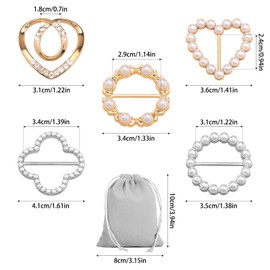 WATUNID 10PCS Scarf Ring Clips, Shirt Clips for Women Clothing, Fashion Metal Circle Buckle Clothes Clips with Storage Bag, Clothes Corner Knotted Button for Women, Elegant Twist Tee Knot Ring