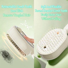 Electric Steam Brush for Hair with Water Spray, Detangling Steam Brush for Short Hair Reduce Frizz, Nourishes Hairs, Anti-Static (Cream)