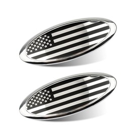 Bawkars 9 Inch Front Grille American Flag Emblem, Ford Rear Tailgate Emblem, Aluminum flag Nameplate for Ford F150 F250 F350, 11-14 Edge, 11-16 Explorer, 06-11 Ranger, 07-14 Expedition (Silver)