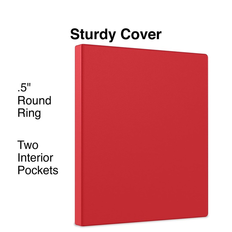 SIMPLY Staples 1337664 .5-inch Light-Use Round 3-Ring Binder Red (26852)