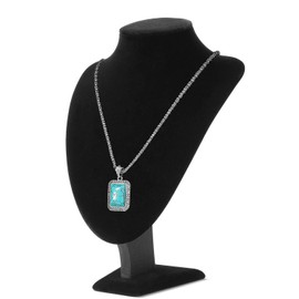 Flexzion Velvet 3D Necklace Jewelry Display Bust Stand - 3-Dimensional Freestanding Pendant Chain Chokers Lockets Holder Storage Organizer Figure, 11 inch (Black)