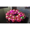 RAYON Pink Splash Gemstone bead bracelet for Men Stretch 10mm