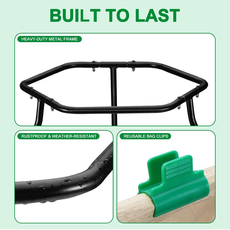 Aobiono Leaf Trash Bag Holder Stand, Garbage Bag Support Frame