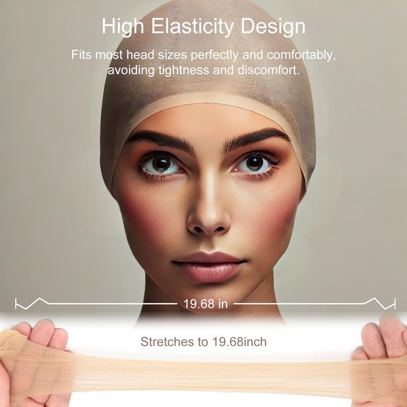 Jaasuee 8-Pack HD Wig Caps - Invisible, Sheer, Ultra-Thin Stretchy