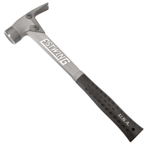 ESTWING AL-PRO Aluminum Framing Hammer - 14 oz Straight Rip Claw with Milled Face & Shock Reduction Grip - ALBKM , Black