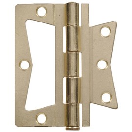 The Hillman Group 852628 4" Non Mortise Hinge - Removable Pin - Brass Finish 2-Pack