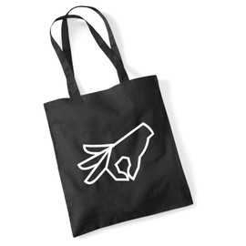huuraa Jute Bag Reingeguckt Hand Bag Cotton 10 Litres Size with Funny Motif Gift Idea for Friends and Family, black