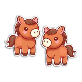 2 x 10cm Horse Vinyl Stickers - Equestrian Foal Farm Animal Kawaii Characters Kids Cartoon Cute Girls Boys Scrapbook Sticker #81997