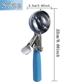 Stainless Steel Ice Cream Scoop Set Dishers Scoops Cookie Scoop Set Food Scoop, Right Handed Scoop, Blue Handle (2.48 Inch)