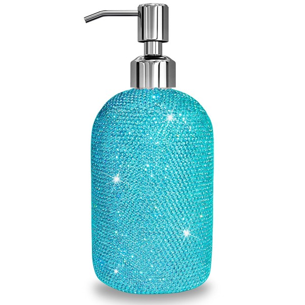 SlowVibes 18Oz Bling Blue Soap Dispenser with Rust Proof Stainless