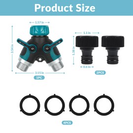 Hose Connector, Tap Connector 3/4", Garden Hose Splitter 2 Way, Y-Type Double Outlet Garden Tap Individual On/Off with 2 Quick Connector and Fittings for Watering, Gardening, Washing