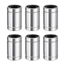 sourcing map 6Pcs LM8UU Linear Bearing 8mm Bore 15mm OD 25mm Length Linear Ball Bearings Double Side Rubber Sealed Bearing Steel for CNC Machine 3D Printer Food Packaging Machine